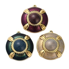 304 подвески из нержавеющей стали, полукруглый, с эмалью, реальный 18 k позолоченный, ионное покрытие (ip)