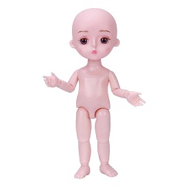 Plastic Movable Joints Action Figure Body, with Head, for Female BJD Doll Accessories Marking