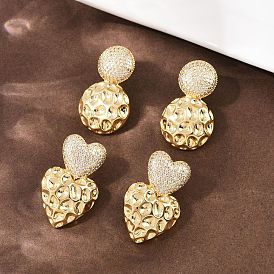 Серьги-гвоздики с цирконом из латуни, долговечный, стойки покрытие, реальный 18 k позолоченный