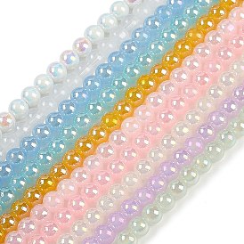 Нити стеклянных бусин, окрашенных методом гальванопокрытия, с покрытием AB цвета, круглые