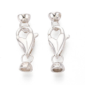 925 стерлингового серебра застежкой омар коготь, с 925 штампом и концами шнура