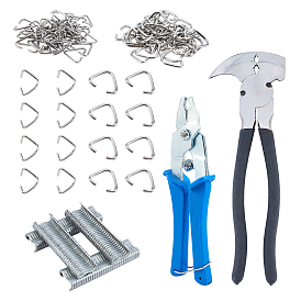 Kit de herramientas de alicates, incluyendo pilotes de hierro, alicates para cercas, 2 tamaños de cierres triangulares, 200 Uds clavos individuales