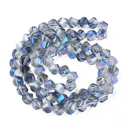 Electroplate Transparent Glass Beads Strands, Half Plated, Faceted, Nuggets