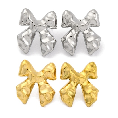 Ионное покрытие (ip) 304 серьги-гвоздики из нержавеющей стали, бантом