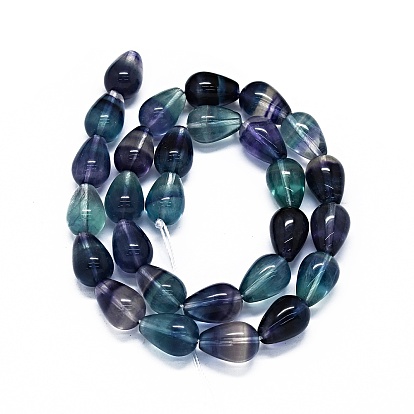 Natural Fluorite Beads Strands, Teardrop