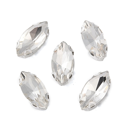 Шить на горный хрусталь, многожильных ссылки, стекло горный хрусталь, с латунными зубцами в платиновых тонах, аксессуары для одежды, граненые, лошадиный глаз 