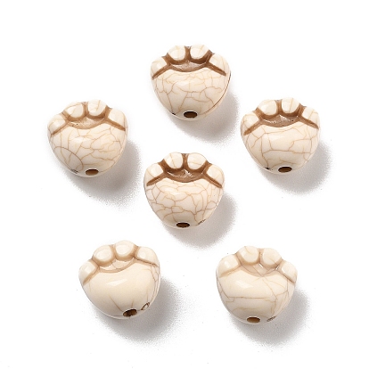 Хрустящие непрозрачные акриловые бусины, имитация бирюзовый, отпечаток лапы