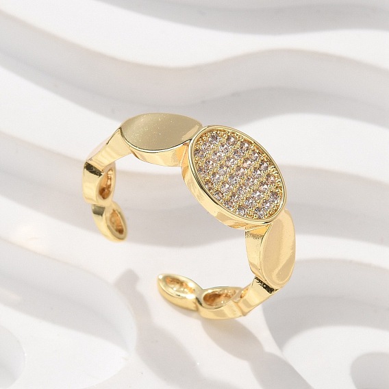 Овальные латунные манжеты с микропаве из прозрачных кубических цирконий