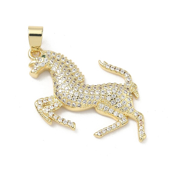 Латунные микропаве прозрачные подвески с фианитом, лошади прелести