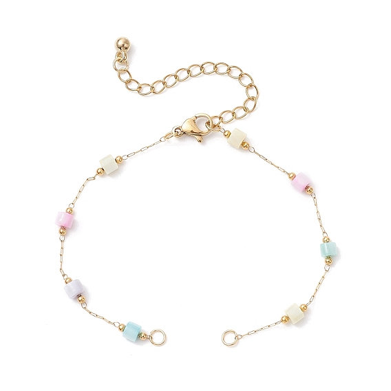 Изготовление браслета из окрашенных дисков из натуральной ракушки и 304 звеньев цепи из нержавеющей стали, красочный