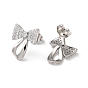 Brass Rhinestone Stud Earrings with Glass, Bowknot