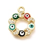 Латунные микро проложить кубического циркония подвески, с эмалью, без кадмия, без никеля и без свинца, кольцо с амулетами от сглаза