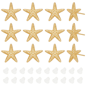 6 пары сережек-гвоздиков из латуни с покрытием в виде морской звезды, без кадмия и без свинца, долговечный, с 30 пластиковыми ушными гайками