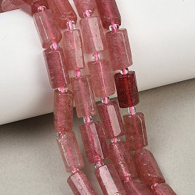 Природного кварца клубники нитей бисера, колонка, граненые, с бисером