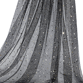 10 Yards Star & Moon Polyester Mesh Fabric, for Garment Accessories