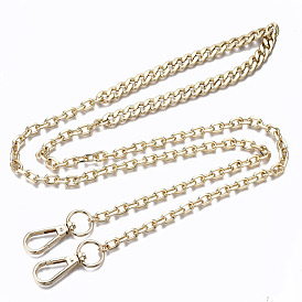 Bag Chains Straps, Iron Curb Link Chains and Cable Link Chains, with Alloy Swivel Clasps, for Bag Replacement Accessories