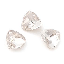 Glass Rhinestone Cabochons, Pointed Back & Back Plated, Faceted Triangle