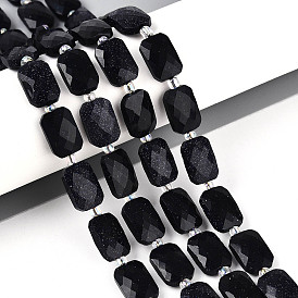 Синтетический синий авантюрин бисер нитей, прямоугольные, граненые, с бисером