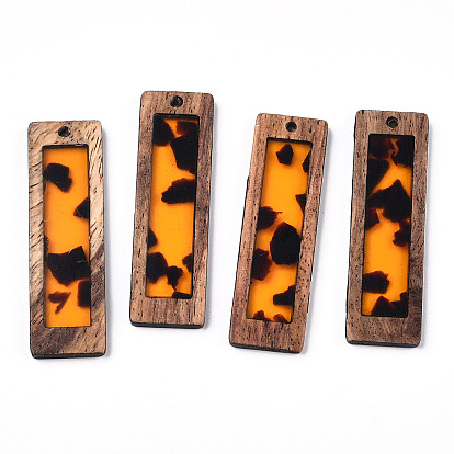 Прозрачные подвески из смолы и дерева, прямоугольник амулеты