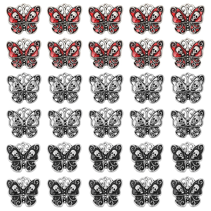 30шт 3 набор подвесок из сплава стиля, с эмалью, бабочка с подвеской в виде черепа