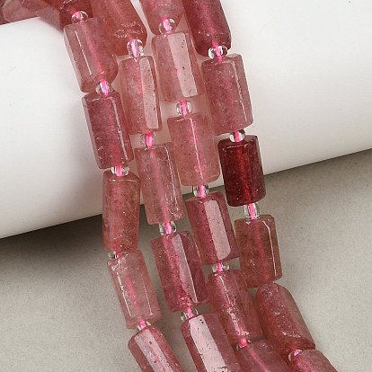 Природного кварца клубники нитей бисера, колонка, граненые, с бисером