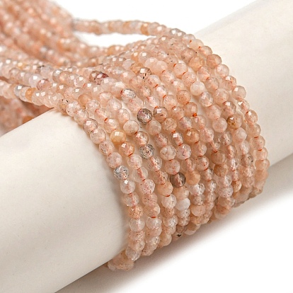 Natural Multi-Moonstone Beads Strands, Faceted, Round