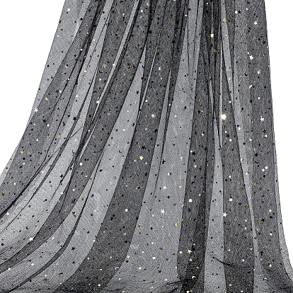 10 Yards Star & Moon Polyester Mesh Fabric, for Garment Accessories