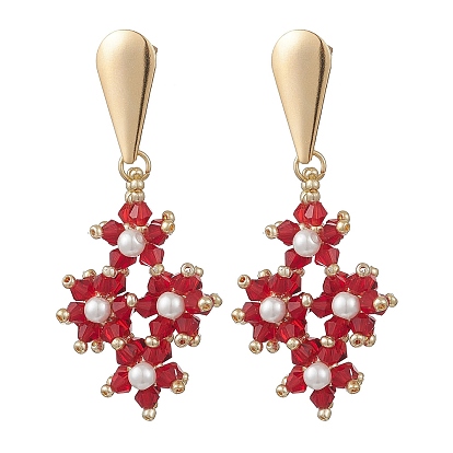 Серьги стекло болтаться, ромб, С 304 результатами из нержавеющей стали, золотые