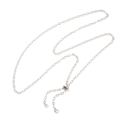 Регулируемые 304 цепочки из нержавеющей стали с текстурированными тросами, слайдер-ожерелья, с прыжковых колец