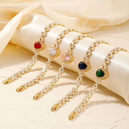 Браслеты-цепочки из латуни с кубическими циркониями, браслеты для часов для женщин, слеза