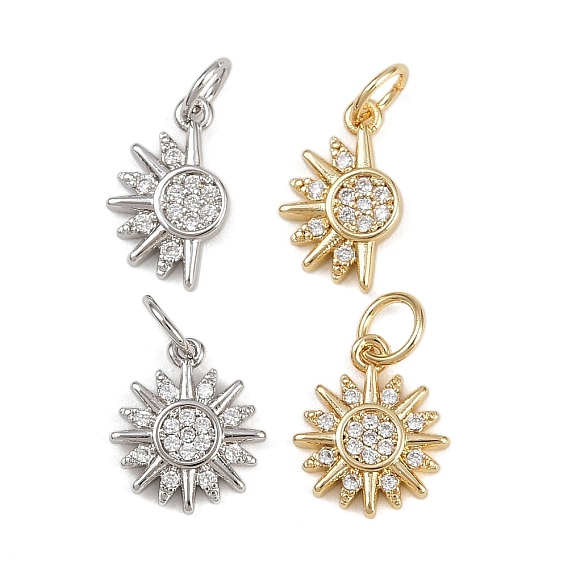 Латунные микро проложить кубического циркония подвески, солнечные чары, стойки покрытие, без кадмия и без свинца, долговечный, с целью перехода в кольце