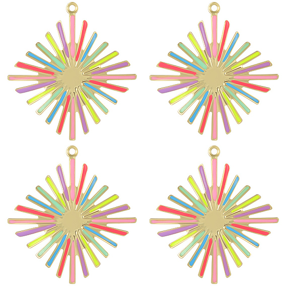 8 шт. настоящие 18k позолоченные подвески из экологически чистой латуни с эмалью, долговечный, без свинца, без кадмии и без никеля, ромбовидный шарм