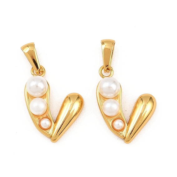Абс пластмассовые жемчужные подвески, шарма сердца, с 304 фурнитурой из нержавеющей стали, золотые