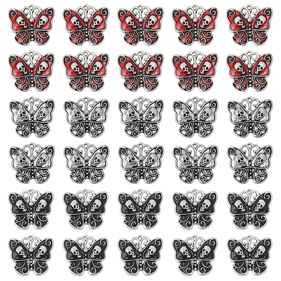 30шт 3 набор подвесок из сплава стиля, с эмалью, бабочка с подвеской в виде черепа