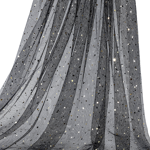 10 Yards Star & Moon Polyester Mesh Fabric, for Garment Accessories