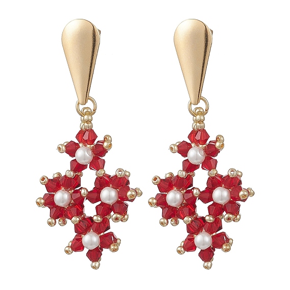 Серьги стекло болтаться, ромб, С 304 результатами из нержавеющей стали, золотые