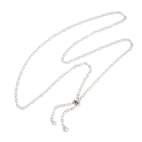 Регулируемые 304 цепочки из нержавеющей стали с текстурированными тросами, слайдер-ожерелья, с прыжковых колец