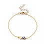 Beaded Bracelets, with Brass Heart Beads & Ball Chains, Evil Eye Alloy Enamel Beads, 304 Stainless Steel Lobster Claw Clasps