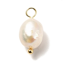 Natural Cultured Freshwater Pearl Pendants, with Brass Ball Head Pins, Rice