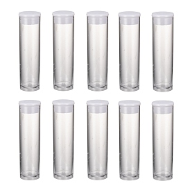 Plastic Bead Containers, with Lids, Tube, Clear, 55x15mm