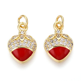 Латунные микро проложить кубического циркония подвески, без кадмия, без никеля и без свинца, с эмалью, клубника, с целью перехода в кольце