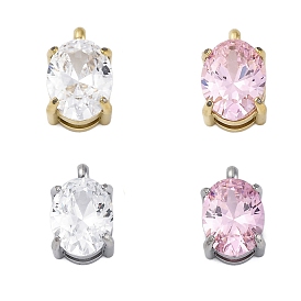 304 подвески из микро-паве из нержавеющей стали с фианитами, овальные