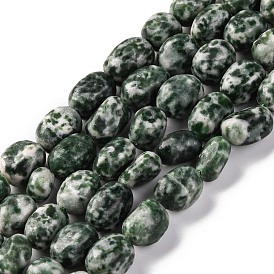 Natural Green Spot Jasper Beads Strands, Nuggets, Tumbled Stone