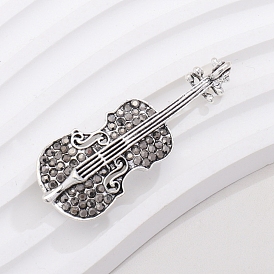 Musical Theme Rhinestone Lapel Pin, Alloy Brooch for Backpack Clothes