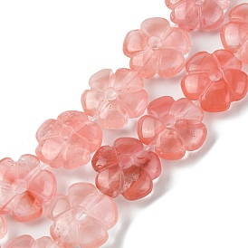 Cherry Quartz Glass Beads Strands, Flower