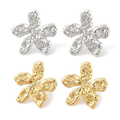 304 Stainless Steel Stud Earrings, Flower, for Women