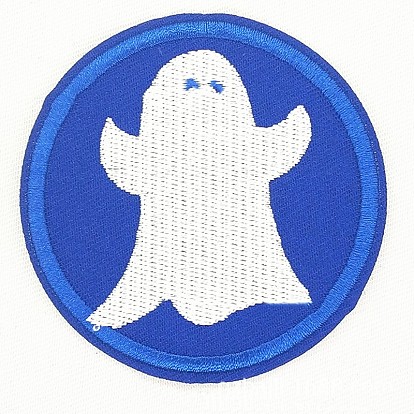 Computerized Embroidery Cloth Iron on/Sew on Patches, Costume Accessories, Flat Round with Ghost