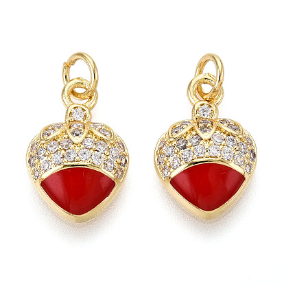 Латунные микро проложить кубического циркония подвески, без кадмия, без никеля и без свинца, с эмалью, клубника, с целью перехода в кольце