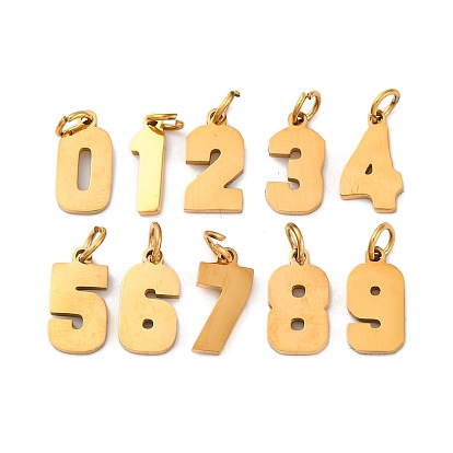 304 прелести нержавеющей стали, с целью перехода в кольце, реальный 18 k позолоченный, номер 0~9 очарование