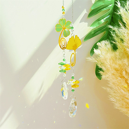 Sun Catcher Sunflower Clover Ginkgo Leaf Window Hanging Light Catcher Crystal Faceted Prism Rainbow Made